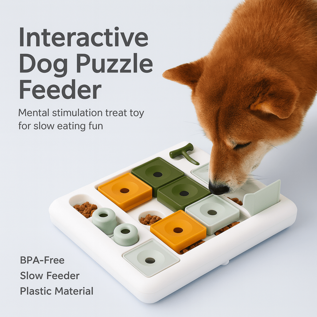 BPA - Free Interactive Dog Puzzle Feeder Toy - Mental Stimulation Treat Puzzle for Slow Eating Fun - Ideal Slow Feeder Toy for Puppies & Adults - PAWSTHENTICS