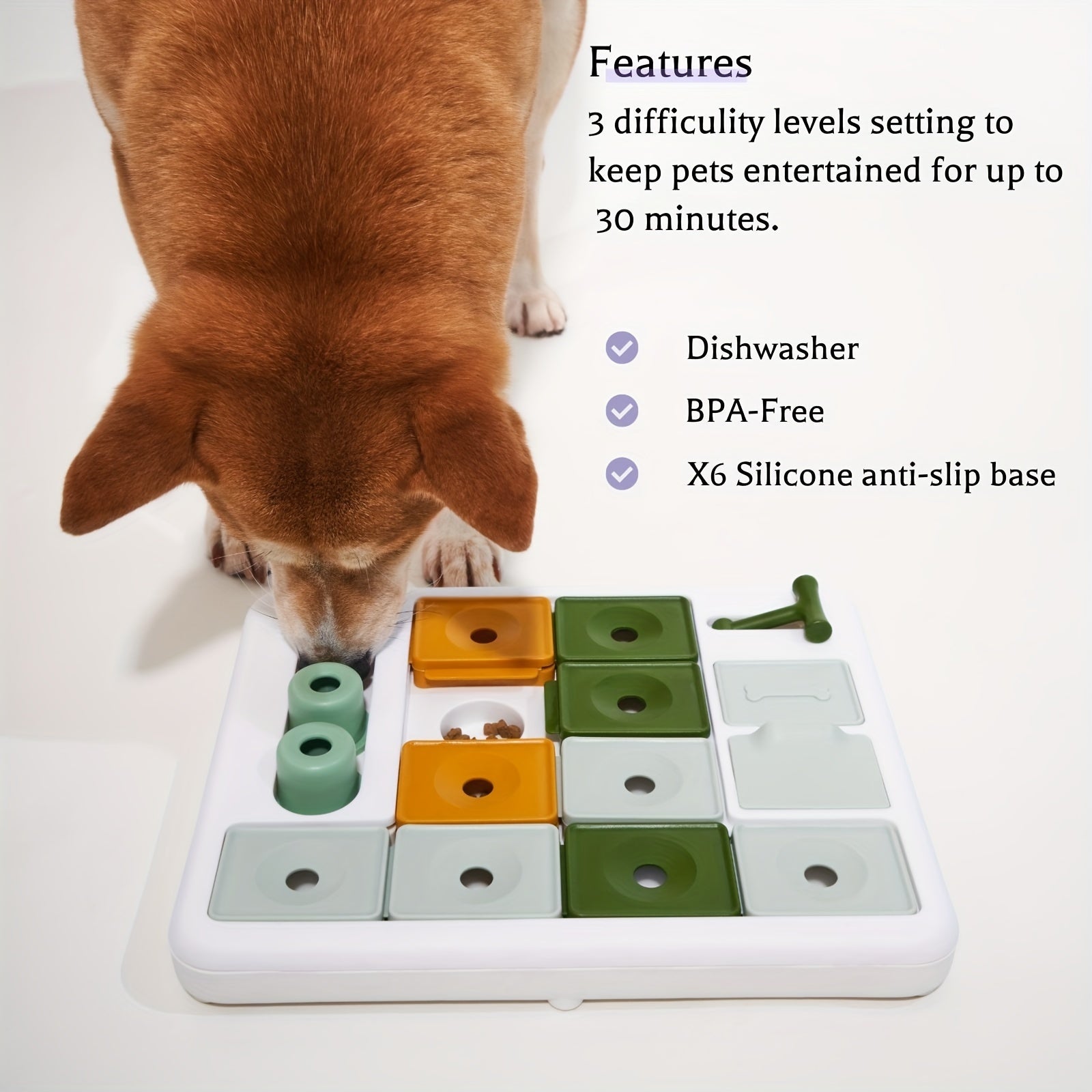 BPA - Free Interactive Dog Puzzle Feeder Toy - Mental Stimulation Treat Puzzle for Slow Eating Fun - Ideal Slow Feeder Toy for Puppies & Adults - PAWSTHENTICS