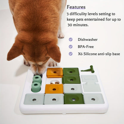BPA - Free Interactive Dog Puzzle Feeder Toy - Mental Stimulation Treat Puzzle for Slow Eating Fun - Ideal Slow Feeder Toy for Puppies & Adults - PAWSTHENTICS