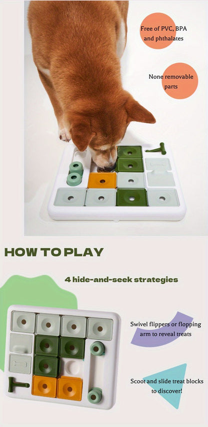 BPA - Free Interactive Dog Puzzle Feeder Toy - Mental Stimulation Treat Puzzle for Slow Eating Fun - Ideal Slow Feeder Toy for Puppies & Adults - PAWSTHENTICS