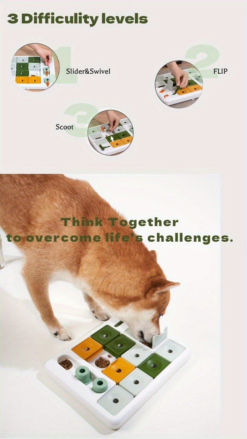BPA - Free Interactive Dog Puzzle Feeder Toy - Mental Stimulation Treat Puzzle for Slow Eating Fun - Ideal Slow Feeder Toy for Puppies & Adults - PAWSTHENTICS