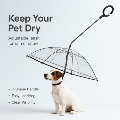 C - Shape Handle Umbrella for Pet with Adjustable Leash For Rain/Snow - PAWSTHENTICS