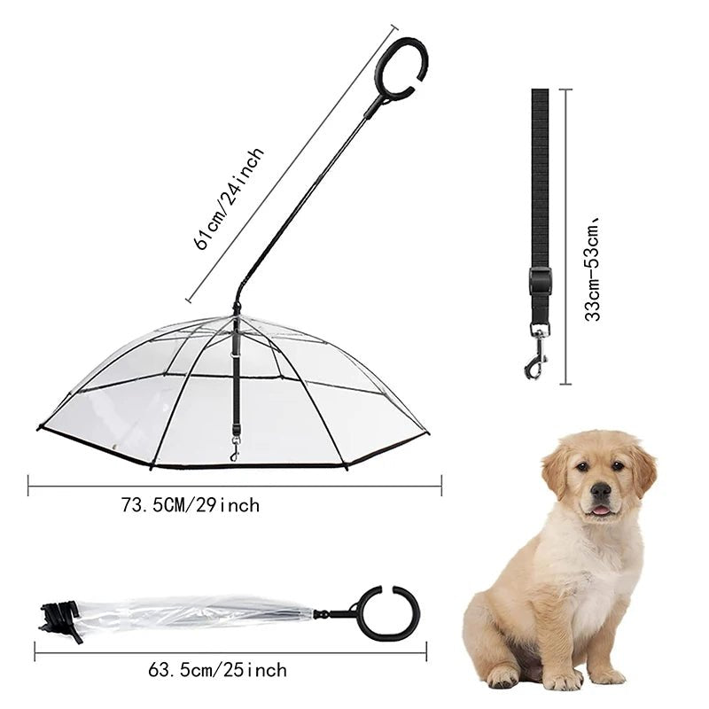 C - Shape Handle Umbrella for Pet with Adjustable Leash For Rain/Snow - PAWSTHENTICS
