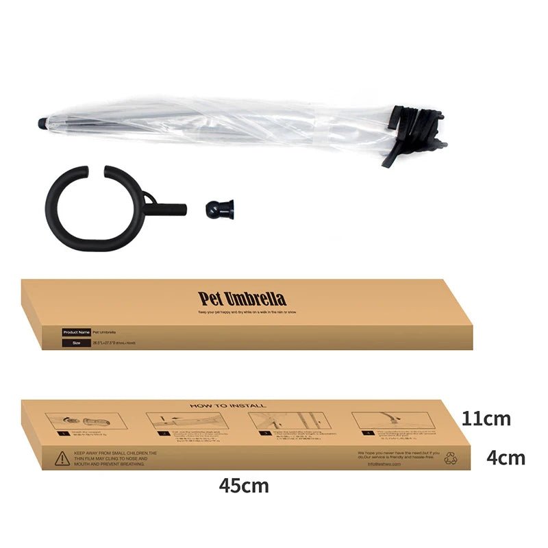 C - Shape Handle Umbrella for Pet with Adjustable Leash For Rain/Snow - PAWSTHENTICS