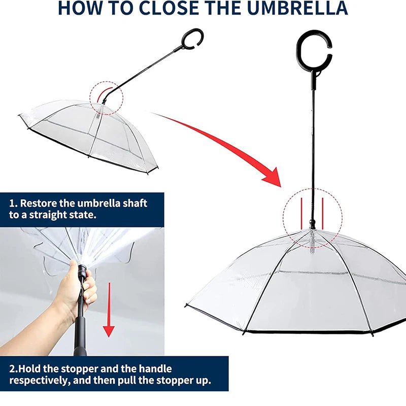 C - Shape Handle Umbrella for Pet with Adjustable Leash For Rain/Snow - PAWSTHENTICS