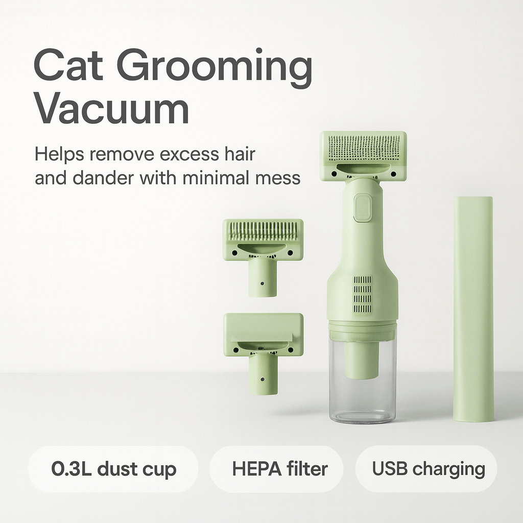 Cat Grooming Vacuum 5Brushes Pet Grooming Kit - PAWSTHENTICS