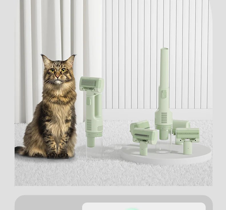 Cat Grooming Vacuum 5Brushes Pet Grooming Kit - PAWSTHENTICS