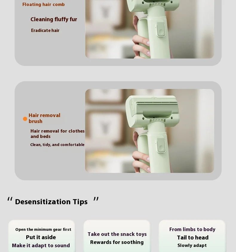 Cat Grooming Vacuum 5Brushes Pet Grooming Kit - PAWSTHENTICS