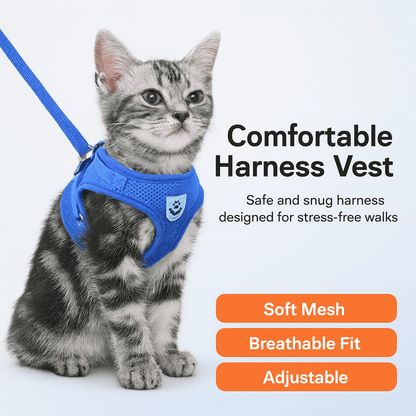 Cat Harness Vest Walking Lead Leash For Puppy Dogs Collar Polyester Adjustable Mesh Dog Harness For Small Medium Pet Accessories - PAWSTHENTICS
