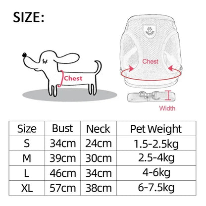 Cat Harness Vest Walking Lead Leash For Puppy Dogs Collar Polyester Adjustable Mesh Dog Harness For Small Medium Pet Accessories - PAWSTHENTICS