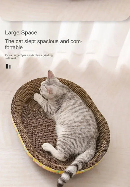 Cat Scratching Board Protect Furniture Grinding Claw Toys Oval Corrugated Paper Wear - resistant Cat Nest Cat Accessories - PAWSTHENTICS