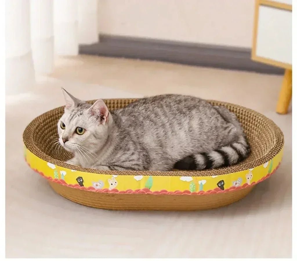 Cat Scratching Board Protect Furniture Grinding Claw Toys Oval Corrugated Paper Wear - resistant Cat Nest Cat Accessories - PAWSTHENTICS