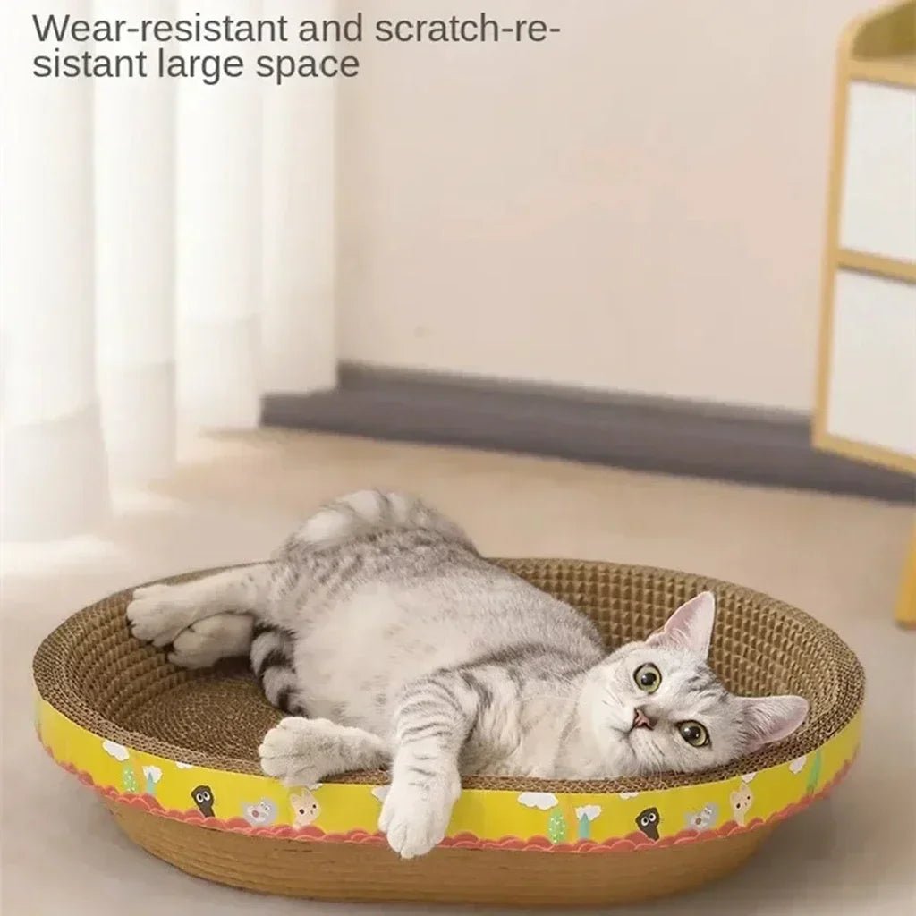 Cat Scratching Board Protect Furniture Grinding Claw Toys Oval Corrugated Paper Wear - resistant Cat Nest Cat Accessories - PAWSTHENTICS
