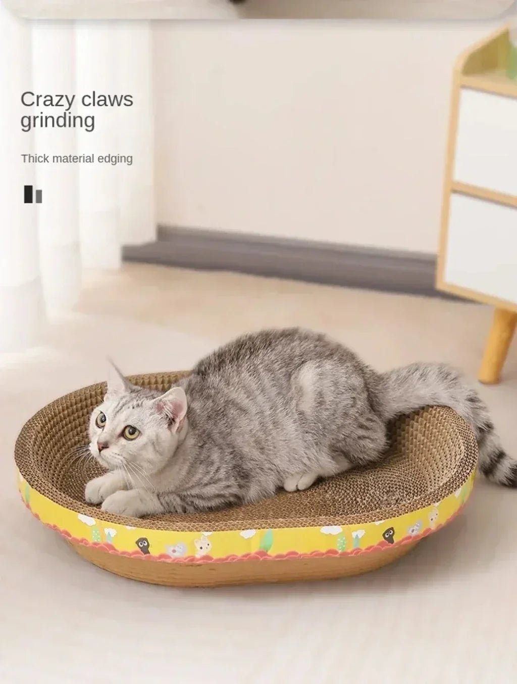 Cat Scratching Board Protect Furniture Grinding Claw Toys Oval Corrugated Paper Wear - resistant Cat Nest Cat Accessories - PAWSTHENTICS