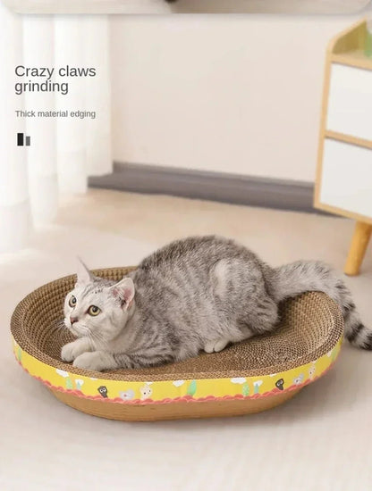 Cat Scratching Board Protect Furniture Grinding Claw Toys Oval Corrugated Paper Wear - resistant Cat Nest Cat Accessories - PAWSTHENTICS