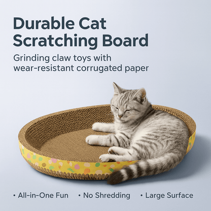 Cat Scratching Board Protect Furniture Grinding Claw Toys Oval Corrugated Paper Wear - resistant Cat Nest Cat Accessories - PAWSTHENTICS