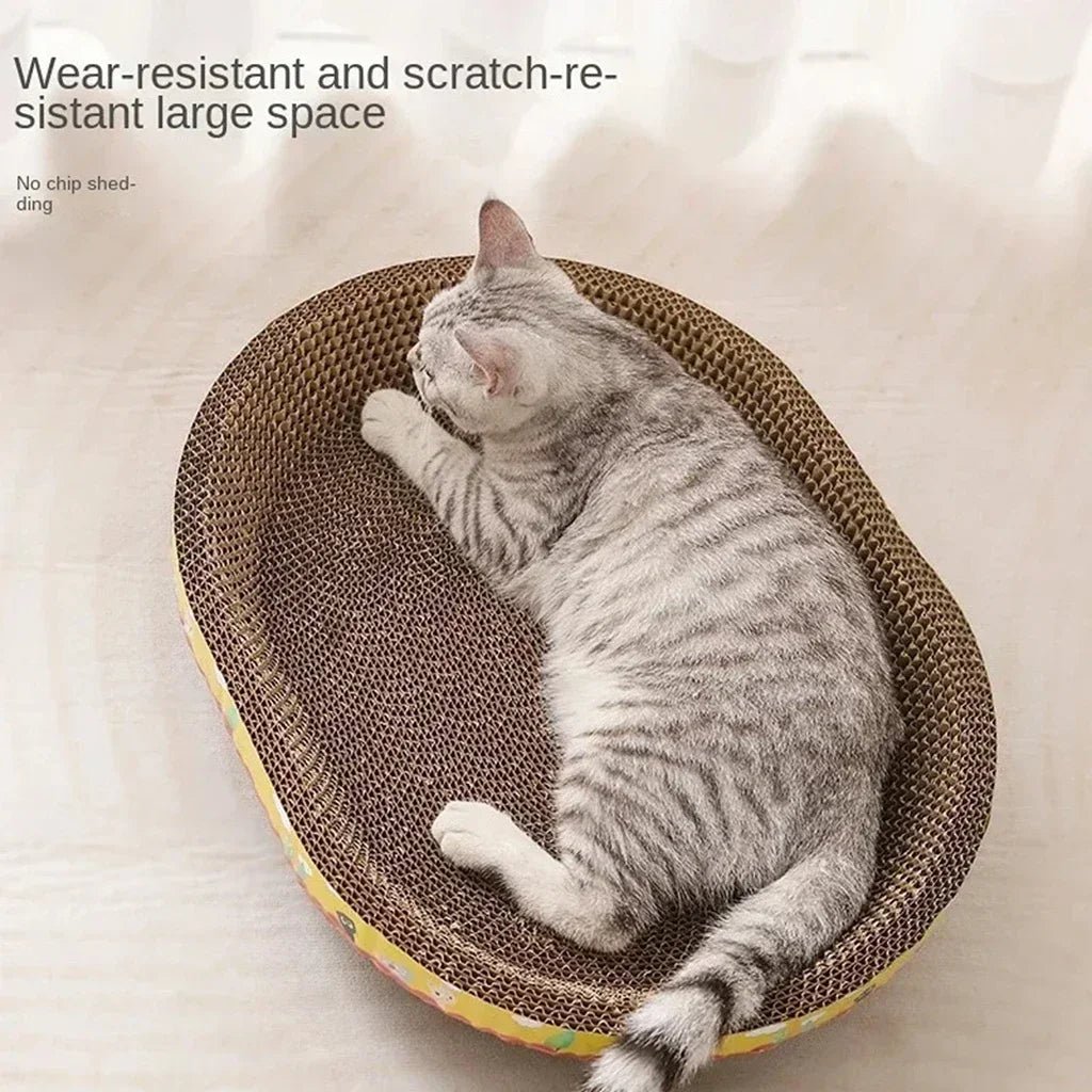 Cat Scratching Board Protect Furniture Grinding Claw Toys Oval Corrugated Paper Wear - resistant Cat Nest Cat Accessories - PAWSTHENTICS