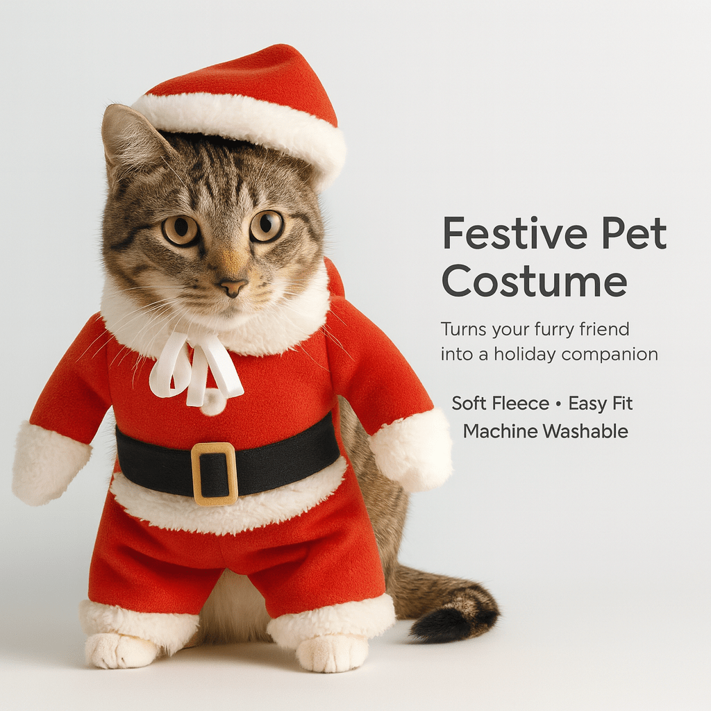 Christmas Cat Costumes Funny Santa Claus Clothes For Small Cats Dogs Xmas New Year Pet Cat Clothing Winter Kitty Kitten Outfits - PAWSTHENTICS