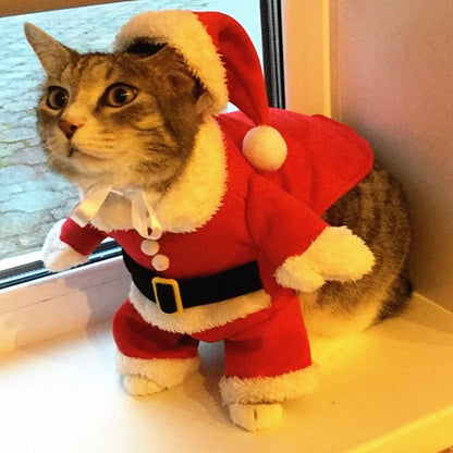 Christmas Cat Costumes Funny Santa Claus Clothes For Small Cats Dogs Xmas New Year Pet Cat Clothing Winter Kitty Kitten Outfits - PAWSTHENTICS