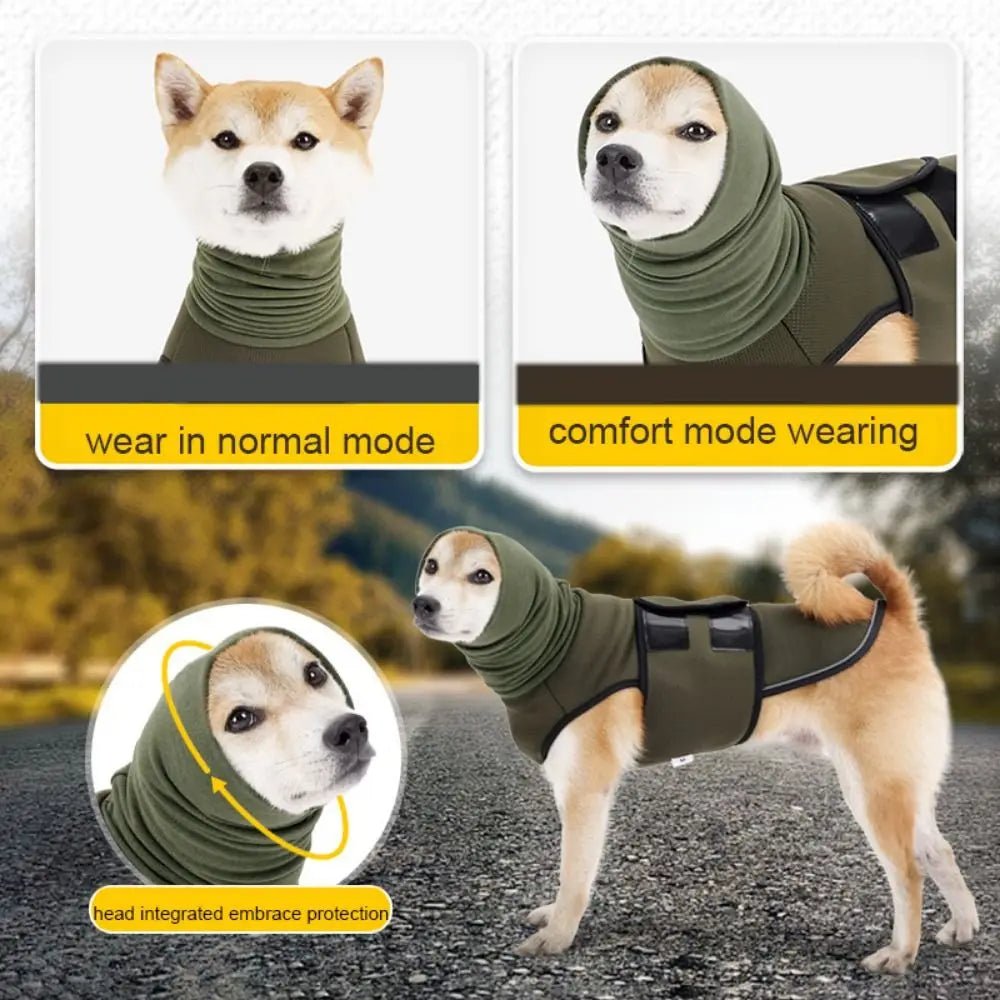 Dog Calming Wrap: Elastic Anxiety Vest with Hoodie - PAWSTHENTICS