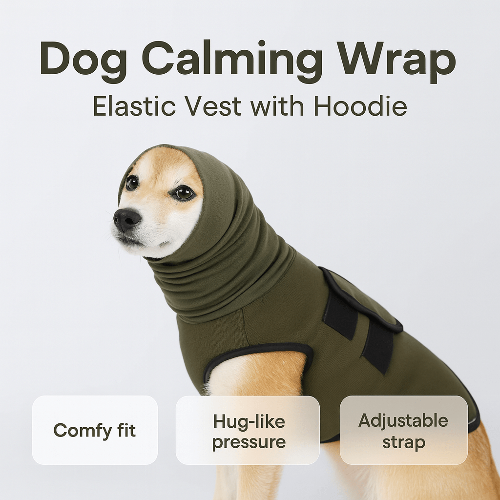 Dog Calming Wrap: Elastic Anxiety Vest with Hoodie - PAWSTHENTICS