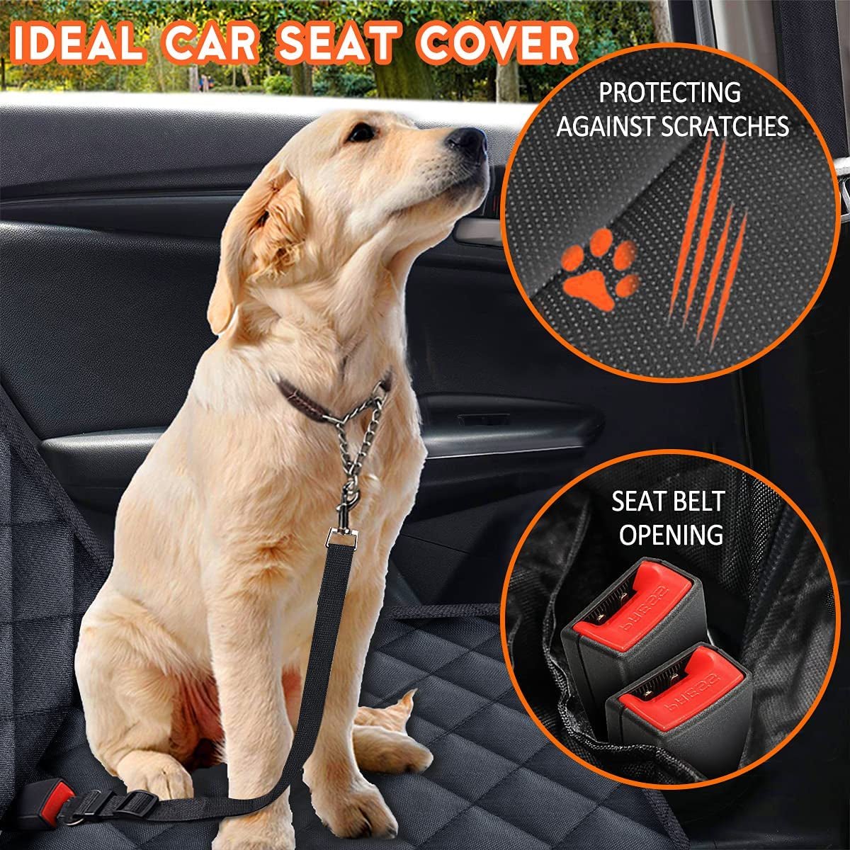 Dog Car Seat Cover, Waterproof Back Seat Protector for Cars, Trucks, SUVs - Black - PAWSTHENTICS