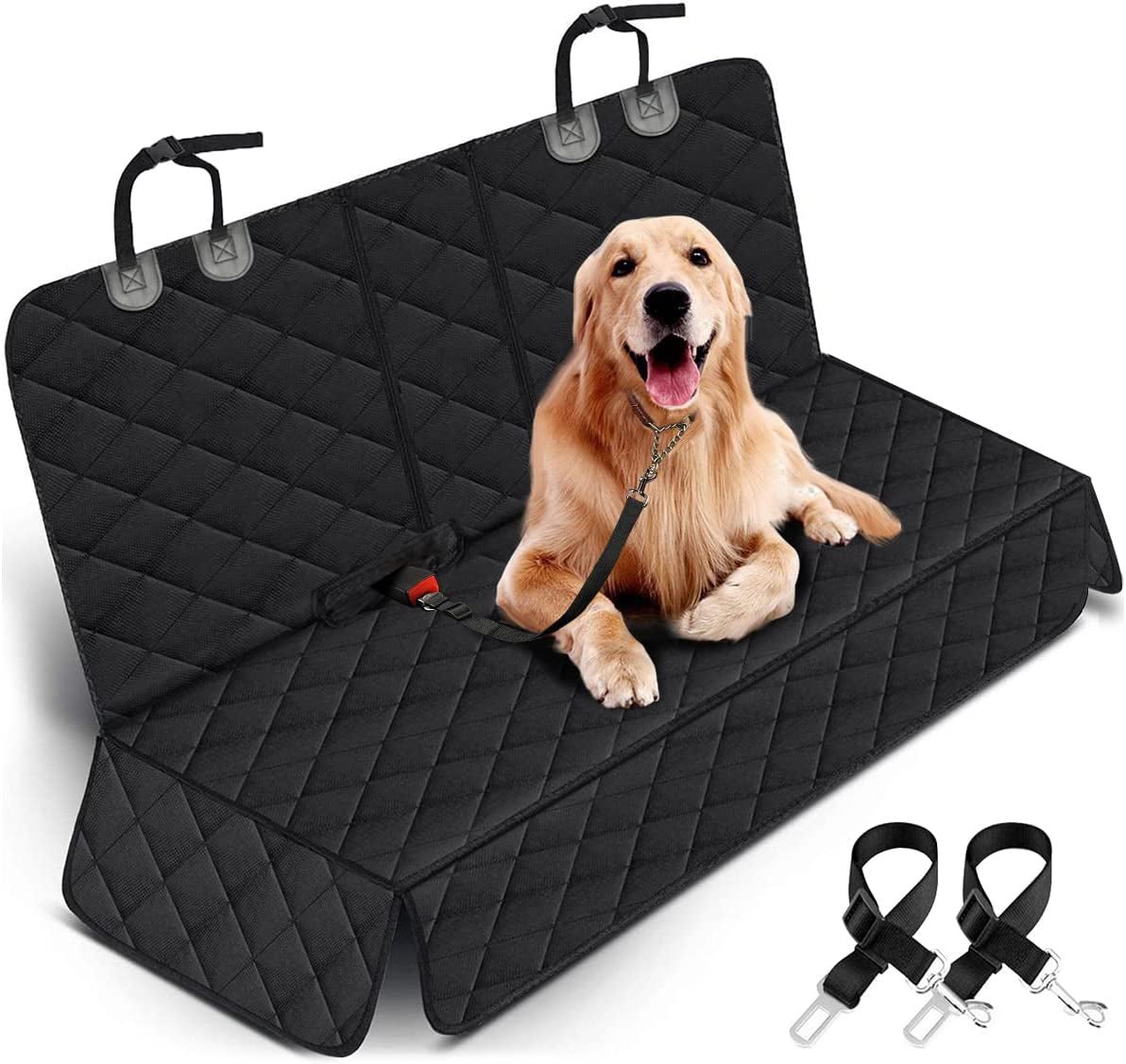 Dog Car Seat Cover, Waterproof Back Seat Protector for Cars, Trucks, SUVs - Black - PAWSTHENTICS