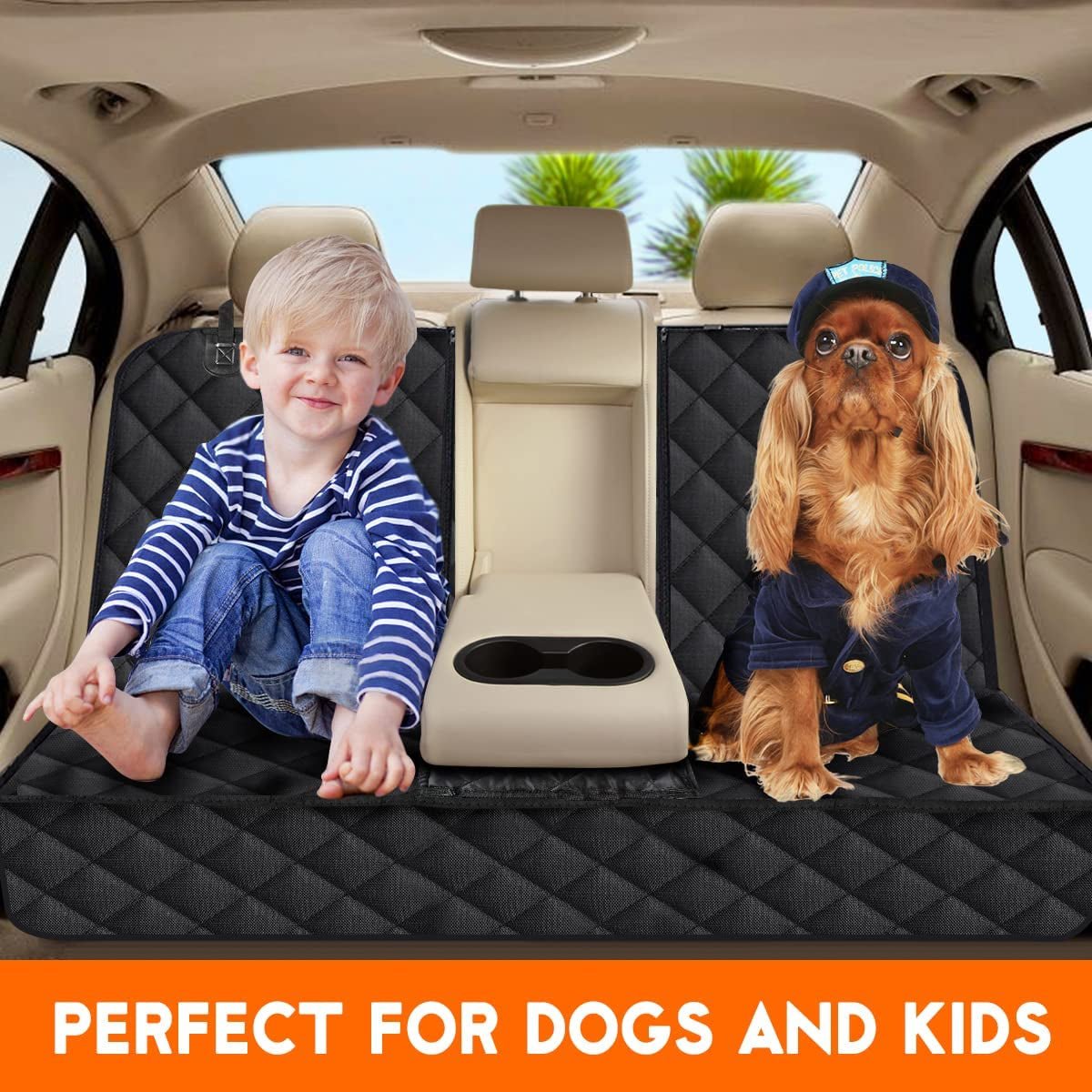 Dog Car Seat Cover, Waterproof Back Seat Protector for Cars, Trucks, SUVs - Black - PAWSTHENTICS