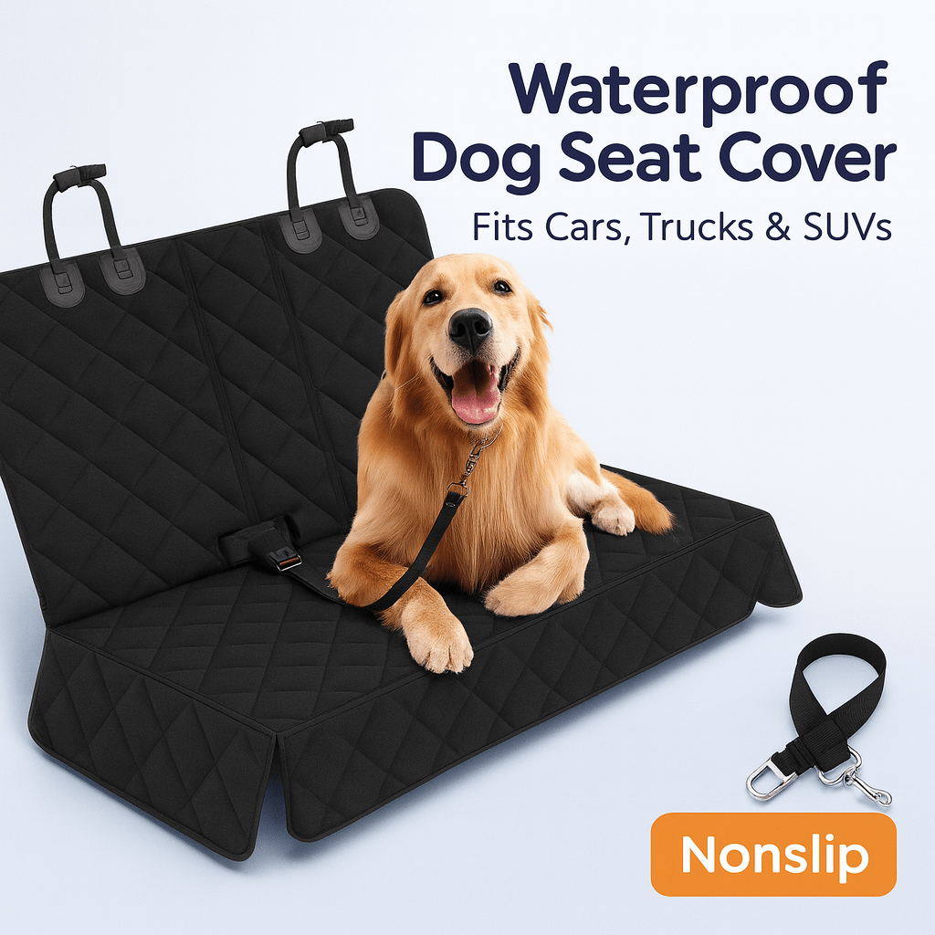 Dog Car Seat Cover, Waterproof Back Seat Protector for Cars, Trucks, SUVs - Black - PAWSTHENTICS