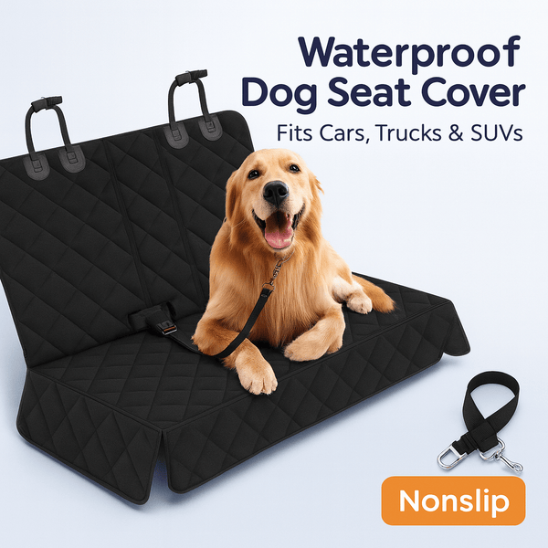 Dog Car Seat Cover, Waterproof Back Seat Protector for Cars, Trucks, SUVs - Black - PAWSTHENTICS