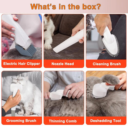 Dog Grooming Vacuum Kit 6 in 1 for Shedding Pet Hair Removal 2.5L Capacity with Hair Clipper Combs for Dogs Cats Home Cleaning - PAWSTHENTICS