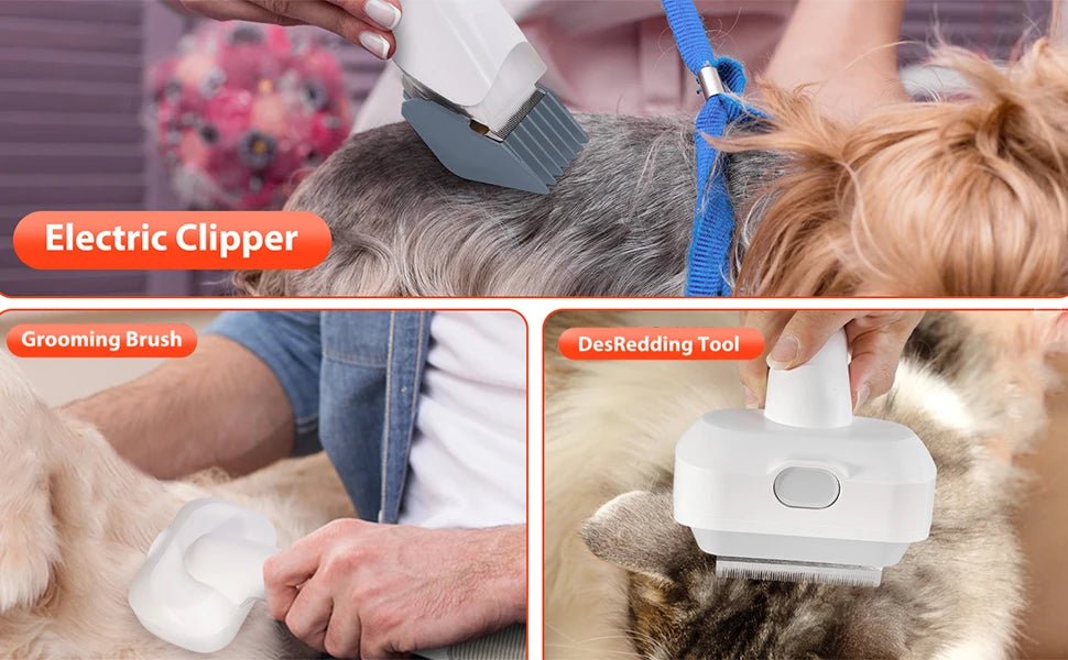 Dog Grooming Vacuum Kit 6 in 1 for Shedding Pet Hair Removal 2.5L Capacity with Hair Clipper Combs for Dogs Cats Home Cleaning - PAWSTHENTICS