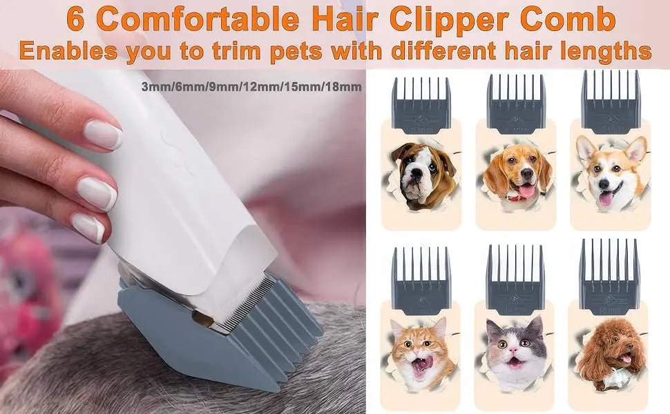 Dog Grooming Vacuum Kit 6 in 1 for Shedding Pet Hair Removal 2.5L Capacity with Hair Clipper Combs for Dogs Cats Home Cleaning - PAWSTHENTICS