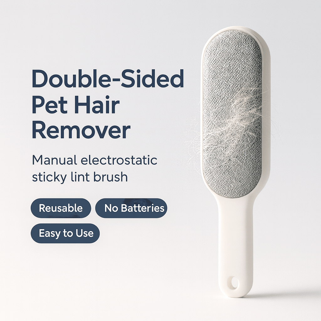 Double - Sided Pet Hair Remover, Manual Electrostatic Sticky Lint Brush - PAWSTHENTICS