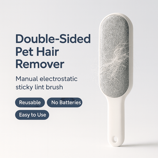 Double - Sided Pet Hair Remover, Manual Electrostatic Sticky Lint Brush - PAWSTHENTICS