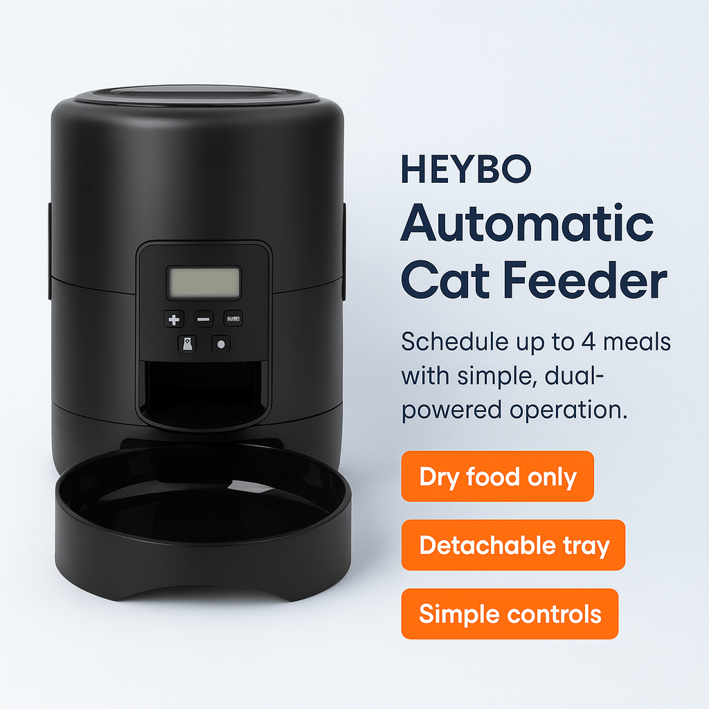 HEYBO Automatic Cat Feeder 2L Dry Food Dispenser - PAWSTHENTICS