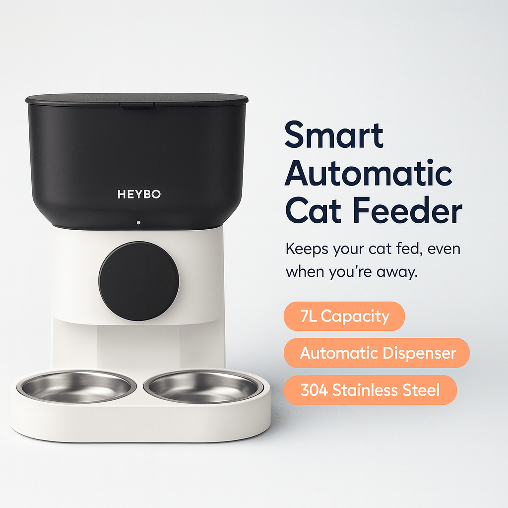 HEYBO Smart Automatic Cat Feeder - 7L - Reliable Automatic Cat Food Dispenser - PAWSTHENTICS