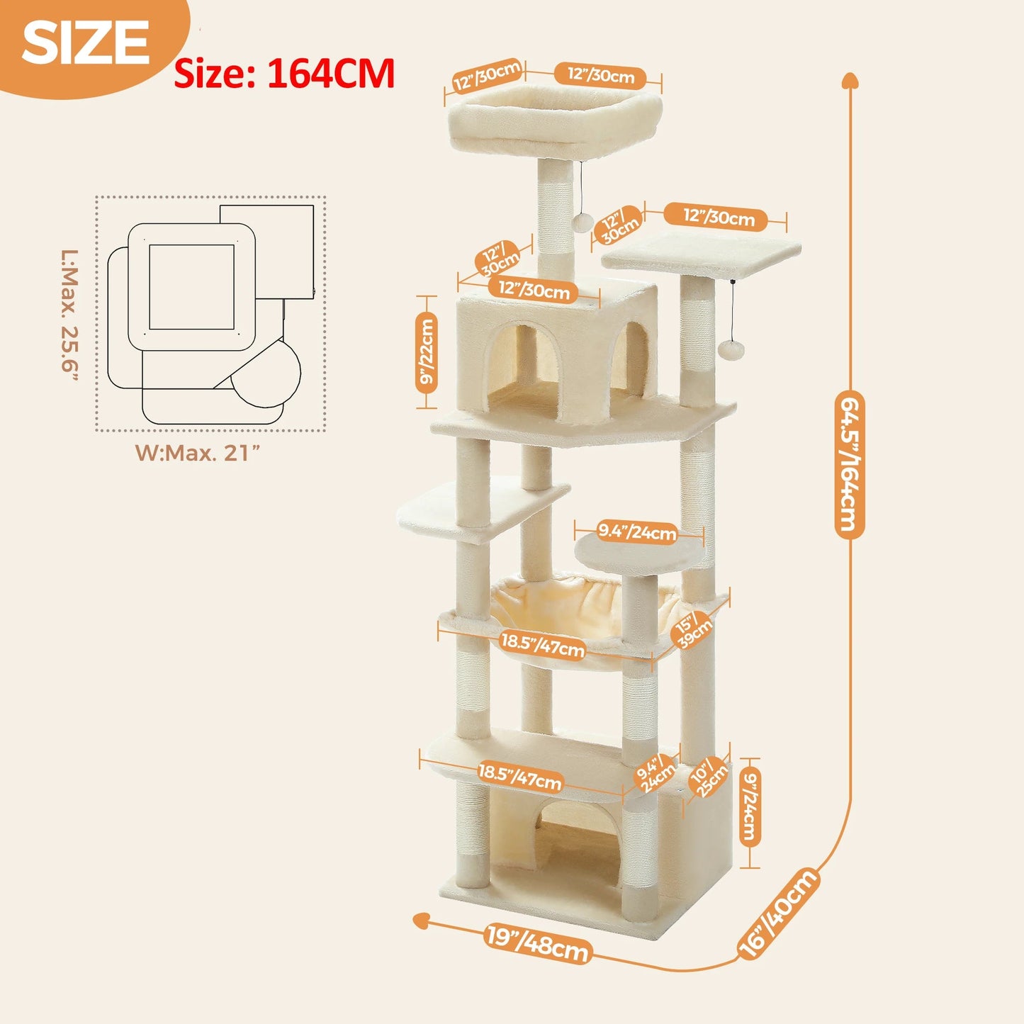 Large Cat Tree and Tower for Indoor Cats With Sisal - Covered Scratching Posts Spacious Hammock Padded Perches and Condos Cat Toys - PAWSTHENTICS