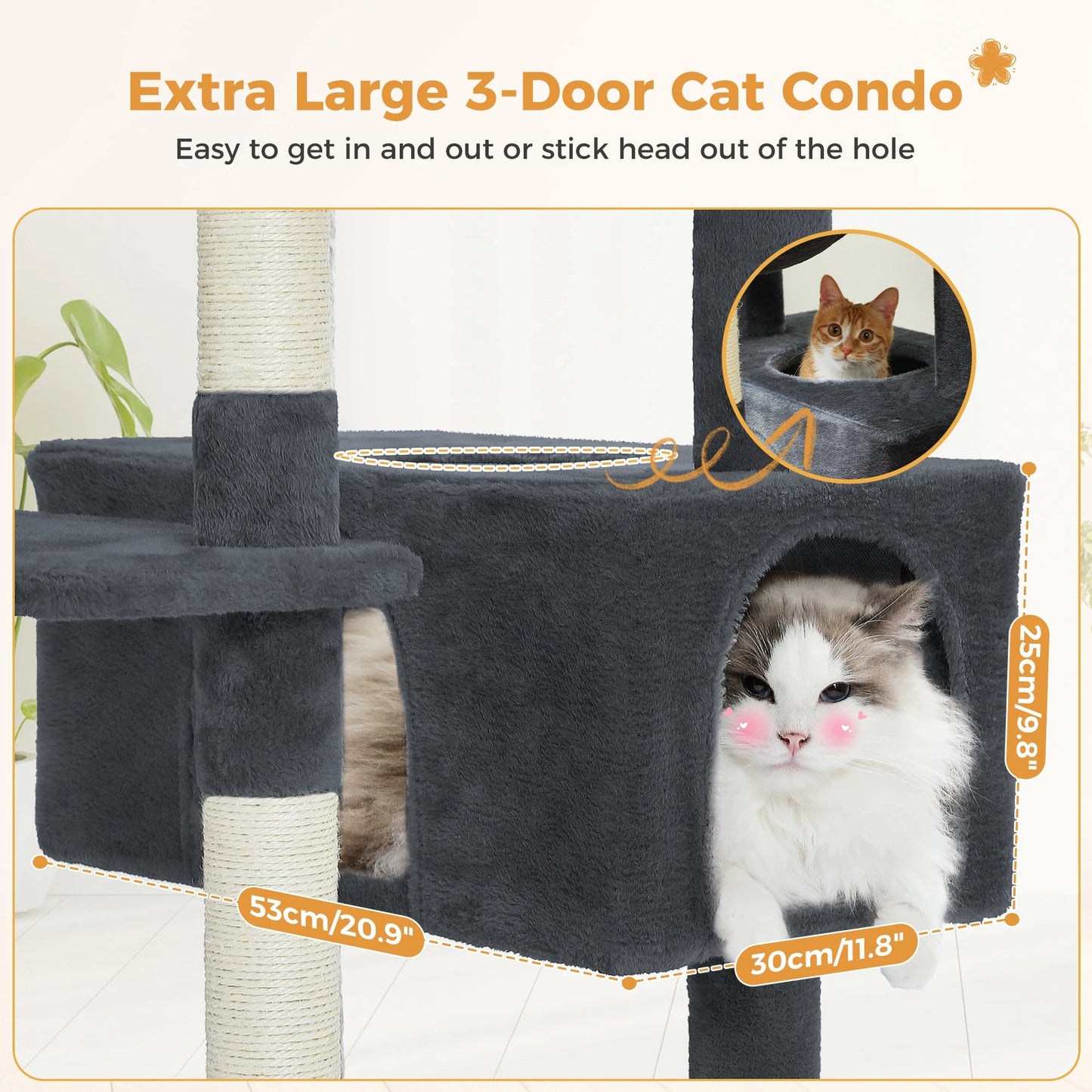 Large Cat Tree and Tower for Indoor Cats With Sisal - Covered Scratching Posts Spacious Hammock Padded Perches and Condos Cat Toys - PAWSTHENTICS