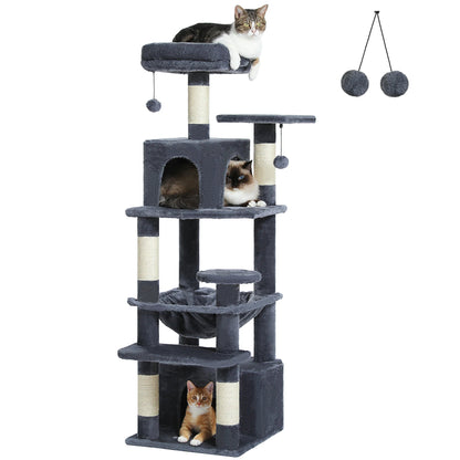 Large Cat Tree and Tower for Indoor Cats With Sisal - Covered Scratching Posts Spacious Hammock Padded Perches and Condos Cat Toys - PAWSTHENTICS