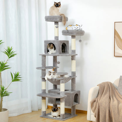 Large Cat Tree and Tower for Indoor Cats With Sisal - Covered Scratching Posts Spacious Hammock Padded Perches and Condos Cat Toys - PAWSTHENTICS