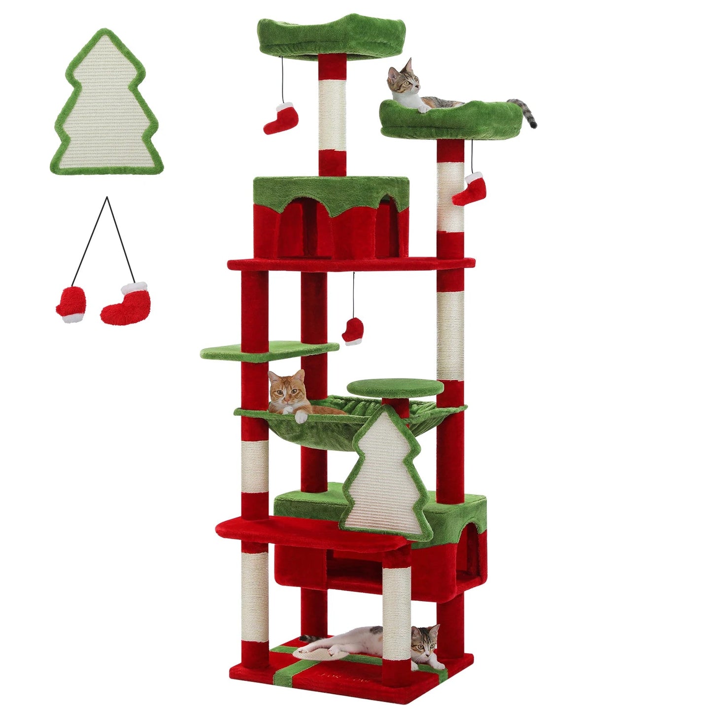 Large Cat Tree and Tower for Indoor Cats With Sisal - Covered Scratching Posts Spacious Hammock Padded Perches and Condos Cat Toys - PAWSTHENTICS