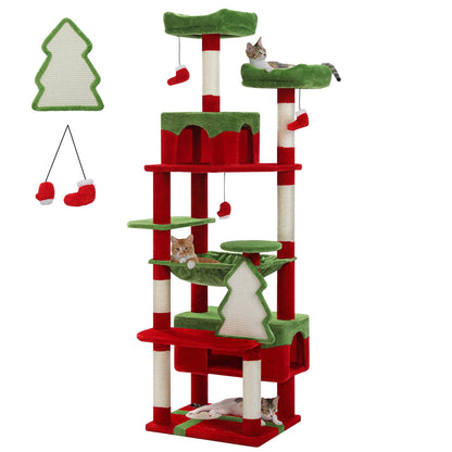 Large Cat Tree and Tower for Indoor Cats With Sisal - Covered Scratching Posts Spacious Hammock Padded Perches and Condos Cat Toys - PAWSTHENTICS