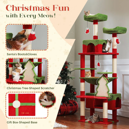 Large Cat Tree and Tower for Indoor Cats With Sisal - Covered Scratching Posts Spacious Hammock Padded Perches and Condos Cat Toys - PAWSTHENTICS