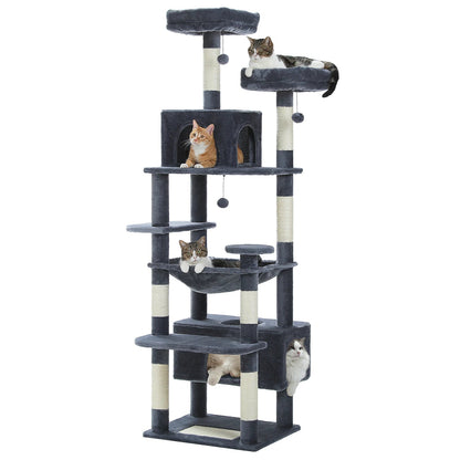 Large Cat Tree and Tower for Indoor Cats With Sisal - Covered Scratching Posts Spacious Hammock Padded Perches and Condos Cat Toys - PAWSTHENTICS