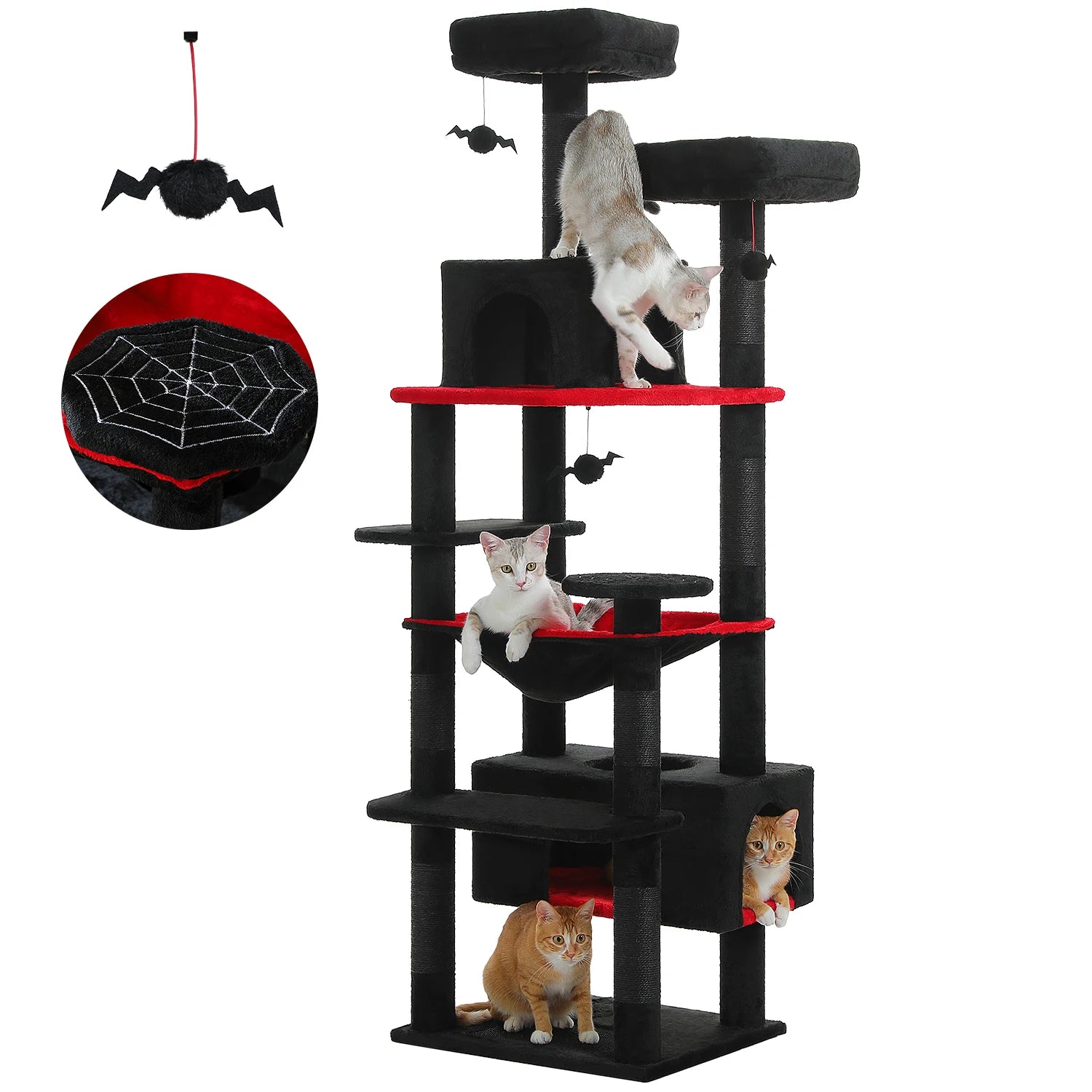Large Cat Tree and Tower for Indoor Cats With Sisal - Covered Scratching Posts Spacious Hammock Padded Perches and Condos Cat Toys - PAWSTHENTICS