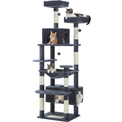 Large Cat Tree and Tower for Indoor Cats With Sisal - Covered Scratching Posts Spacious Hammock Padded Perches and Condos Cat Toys - PAWSTHENTICS