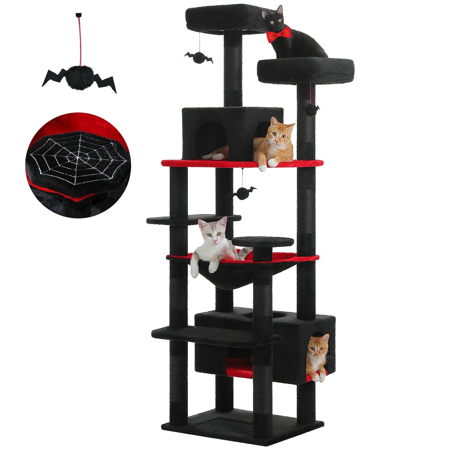 Large Cat Tree and Tower for Indoor Cats With Sisal - Covered Scratching Posts Spacious Hammock Padded Perches and Condos Cat Toys - PAWSTHENTICS