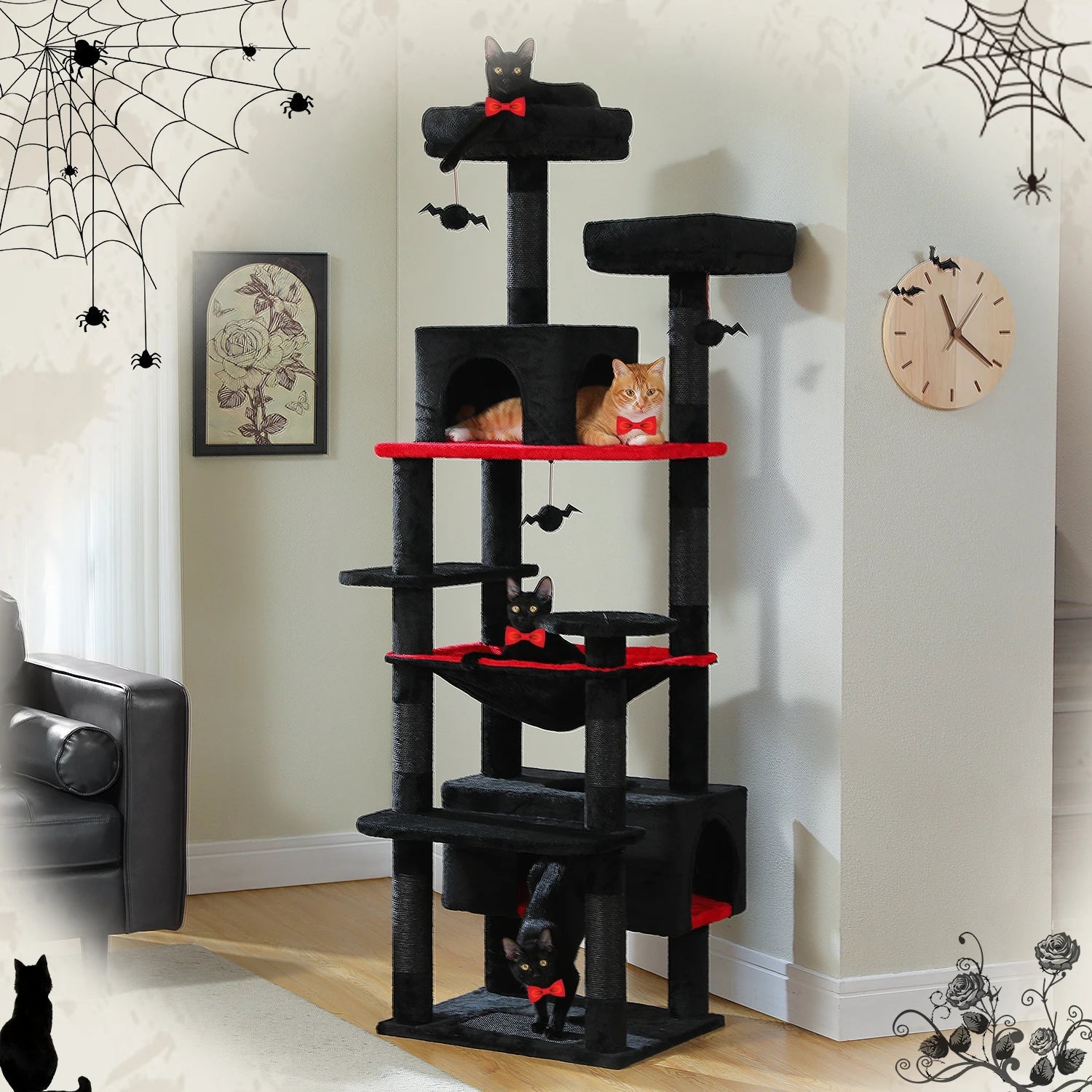 Large Cat Tree and Tower for Indoor Cats With Sisal - Covered Scratching Posts Spacious Hammock Padded Perches and Condos Cat Toys - PAWSTHENTICS