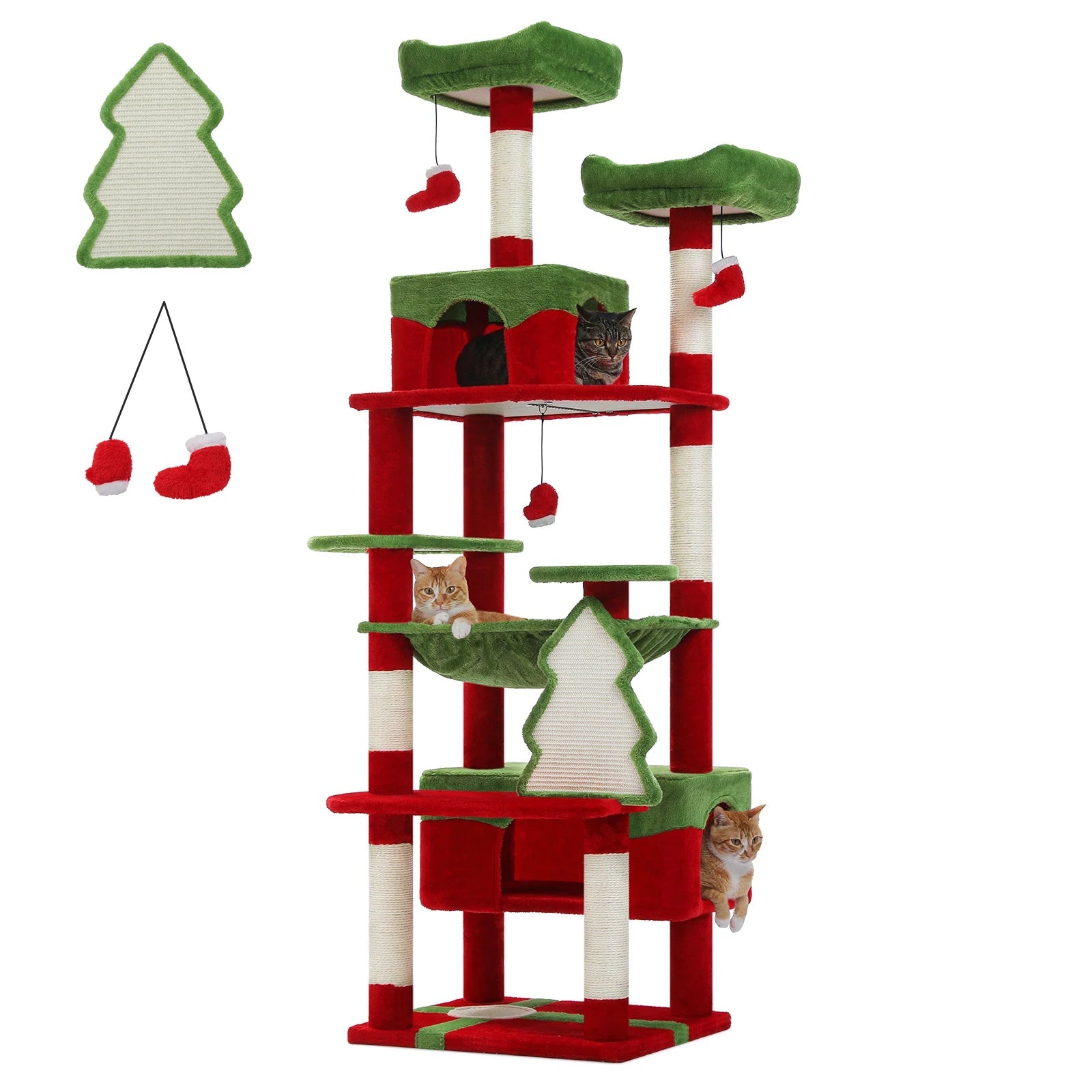 Large Cat Tree and Tower for Indoor Cats With Sisal - Covered Scratching Posts Spacious Hammock Padded Perches and Condos Cat Toys - PAWSTHENTICS